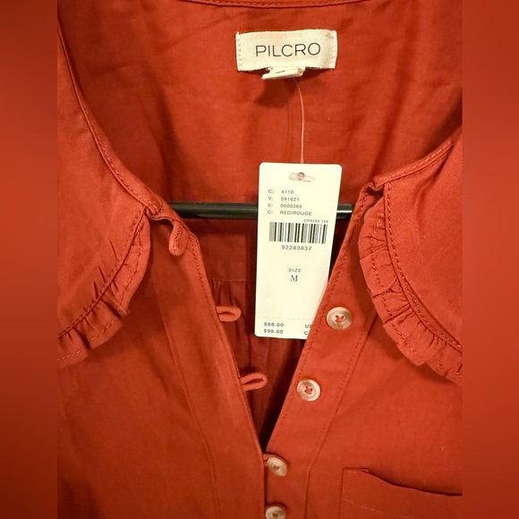Pilcro Rust Blouse with Ruffled Collar - Picture 5 of 8